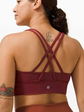 lululemon athletica Cross-Back Strappy Sports Bra in Burgundy